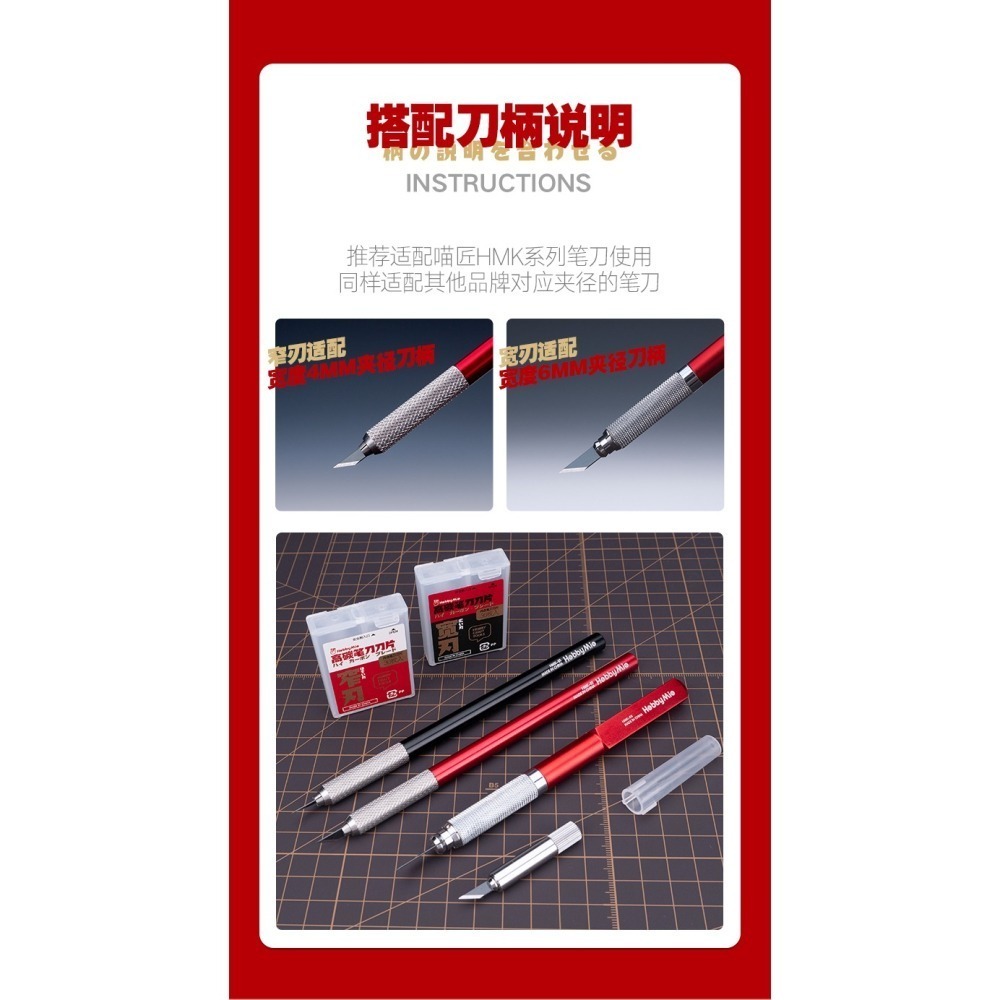 【Max模型小站】喵匠 筆刀 HMK-01 刀片 窄刃/ 寬刃 田宫 OLFA 可用(30枚入)-細節圖7