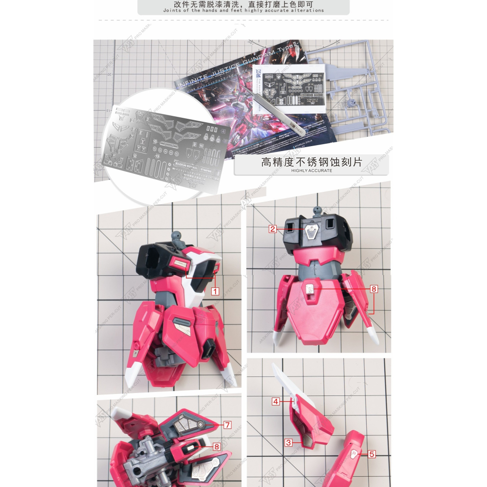 【Max模型小站】TAS沉迷者 HG無限正義鋼彈二式 高精度蝕刻片 模型機甲改造(無背膠)-細節圖2