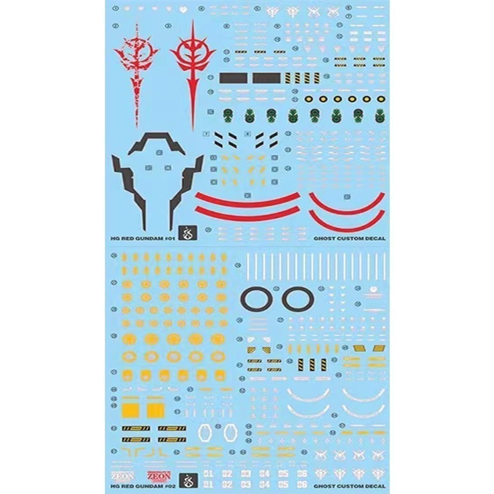 【Max模型小站】炎水貼 HG(118) 紅鋼彈 夏亞 鋼彈吉庫艾克斯 螢光水貼-細節圖2