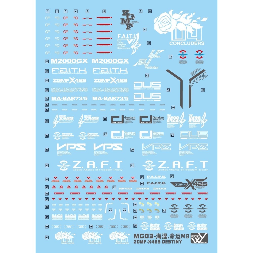 【Max模型小站】藍宇 MG 1/100 SEED ZGMF-X42S 海涅命運.專用水貼【夜光+螢光】-細節圖2