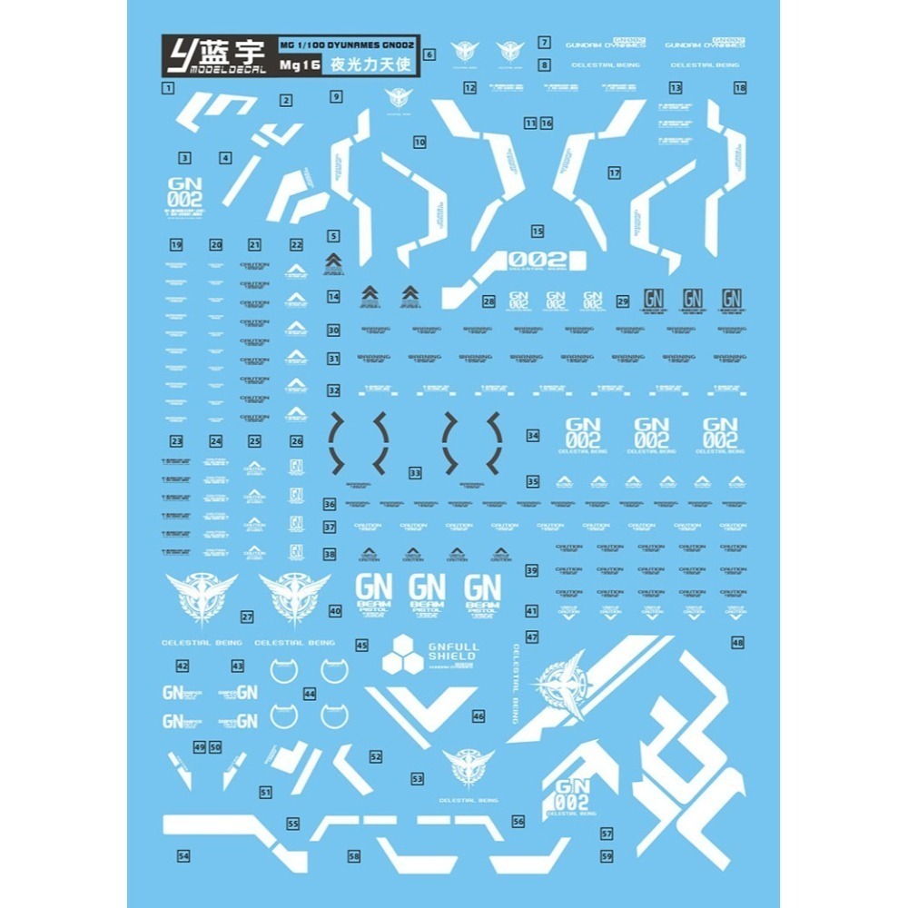 【Max模型小站】藍宇 MG Gundam Dynames GN-002 力天使.專用水貼【夜光+螢光】-細節圖2