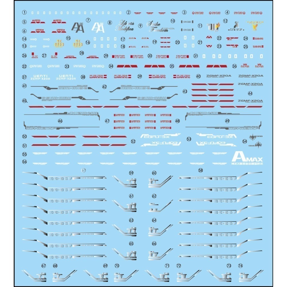 【Max模型小站】Amax工作室 MGEX 攻擊自由 1/100 仿魂藍樣式 螢光水貼-細節圖2