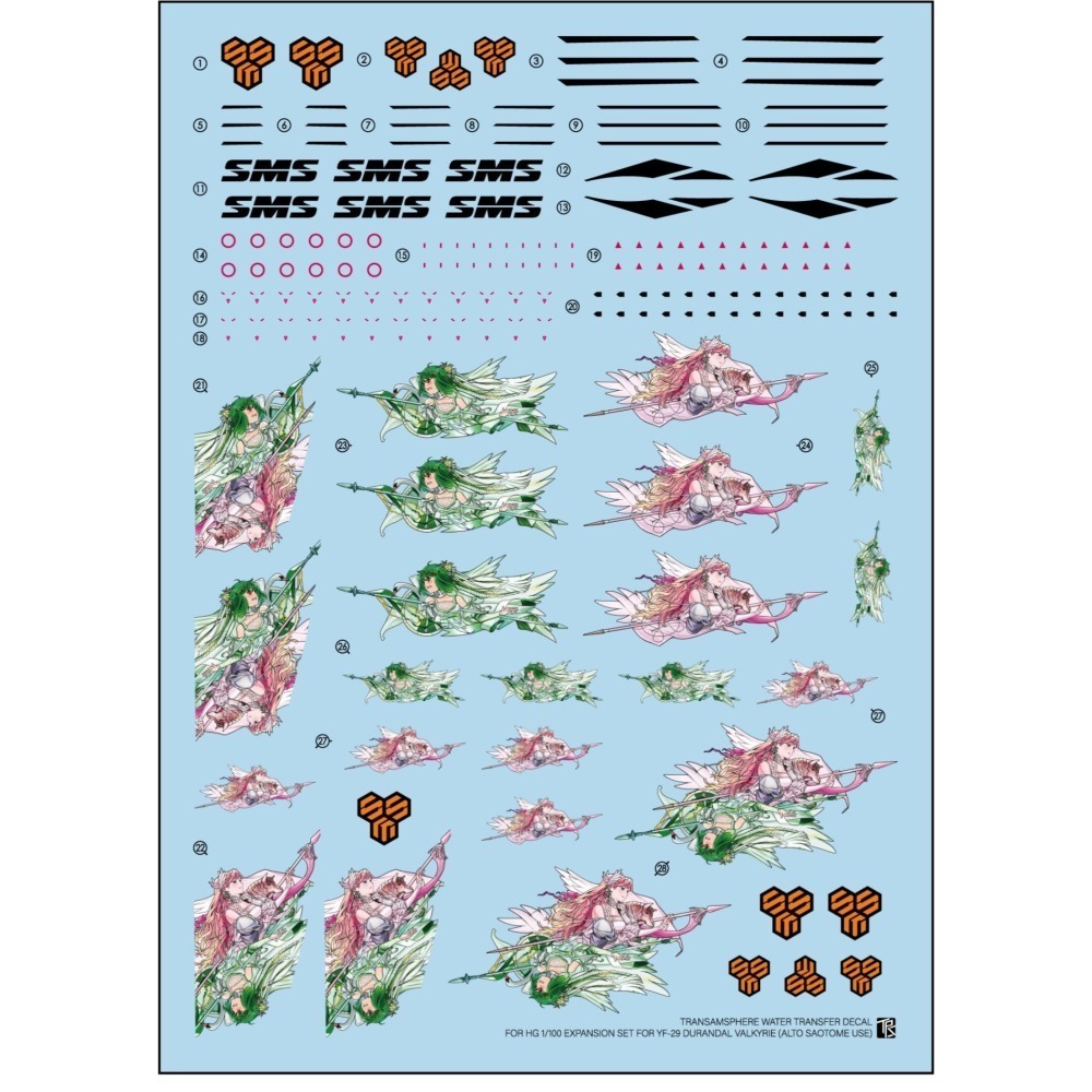 【Max模型小站】三紅領域 HG 超時空要塞Macross YF-29 聖劍女武神擴張包用痛機水貼-細節圖2