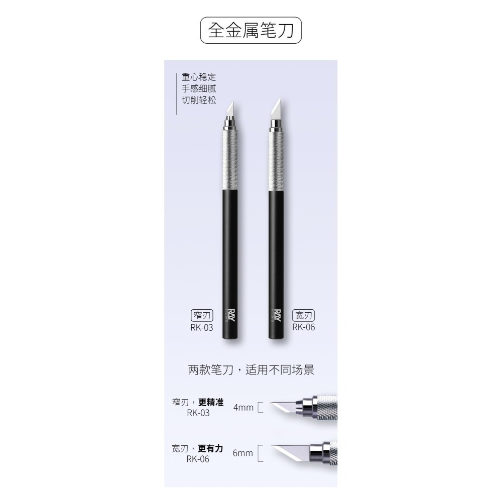 【Max模型小站】RAY的模型世界 全金屬筆刀 窄刃/寬刃手工雕刻刀-細節圖2