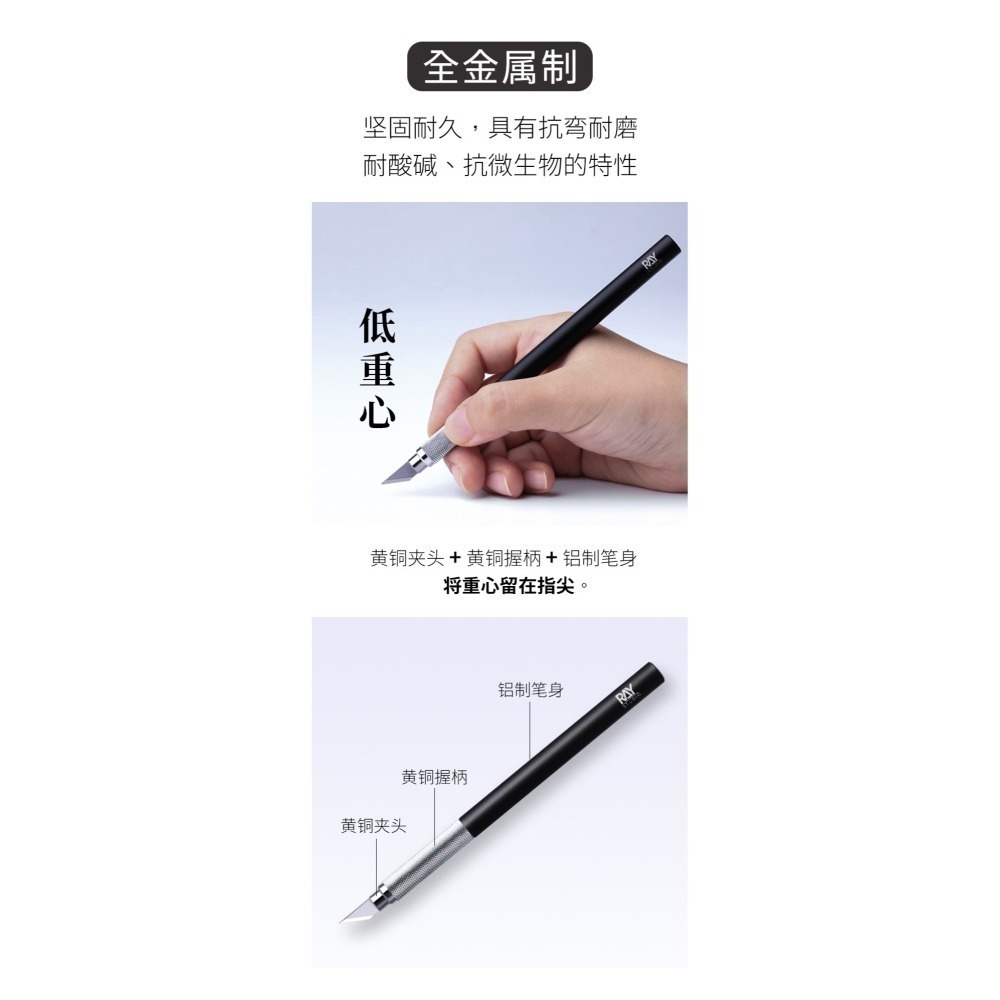 【Max模型小站】RAY的模型世界 全金屬筆刀 窄刃/寬刃手工雕刻刀-細節圖3