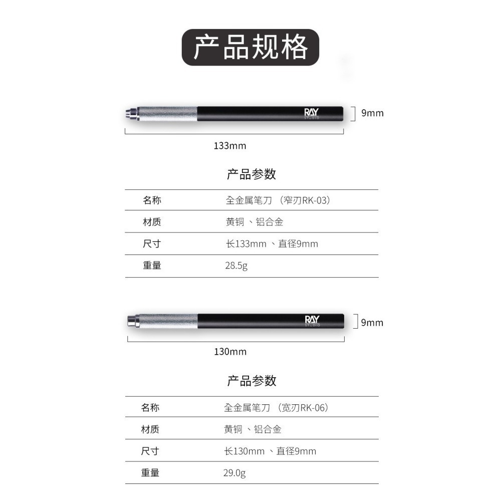 【Max模型小站】RAY的模型世界 全金屬筆刀 窄刃/寬刃手工雕刻刀-細節圖9