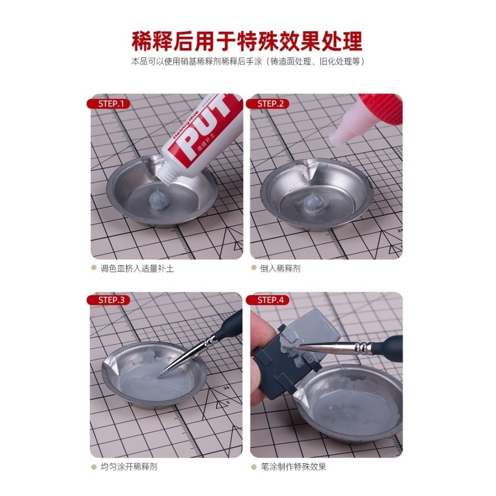 【Max模型小站】喵匠 高密度填缝補土 鋼彈模型軍模輔料修補牙膏補土(白黑灰色)-細節圖6