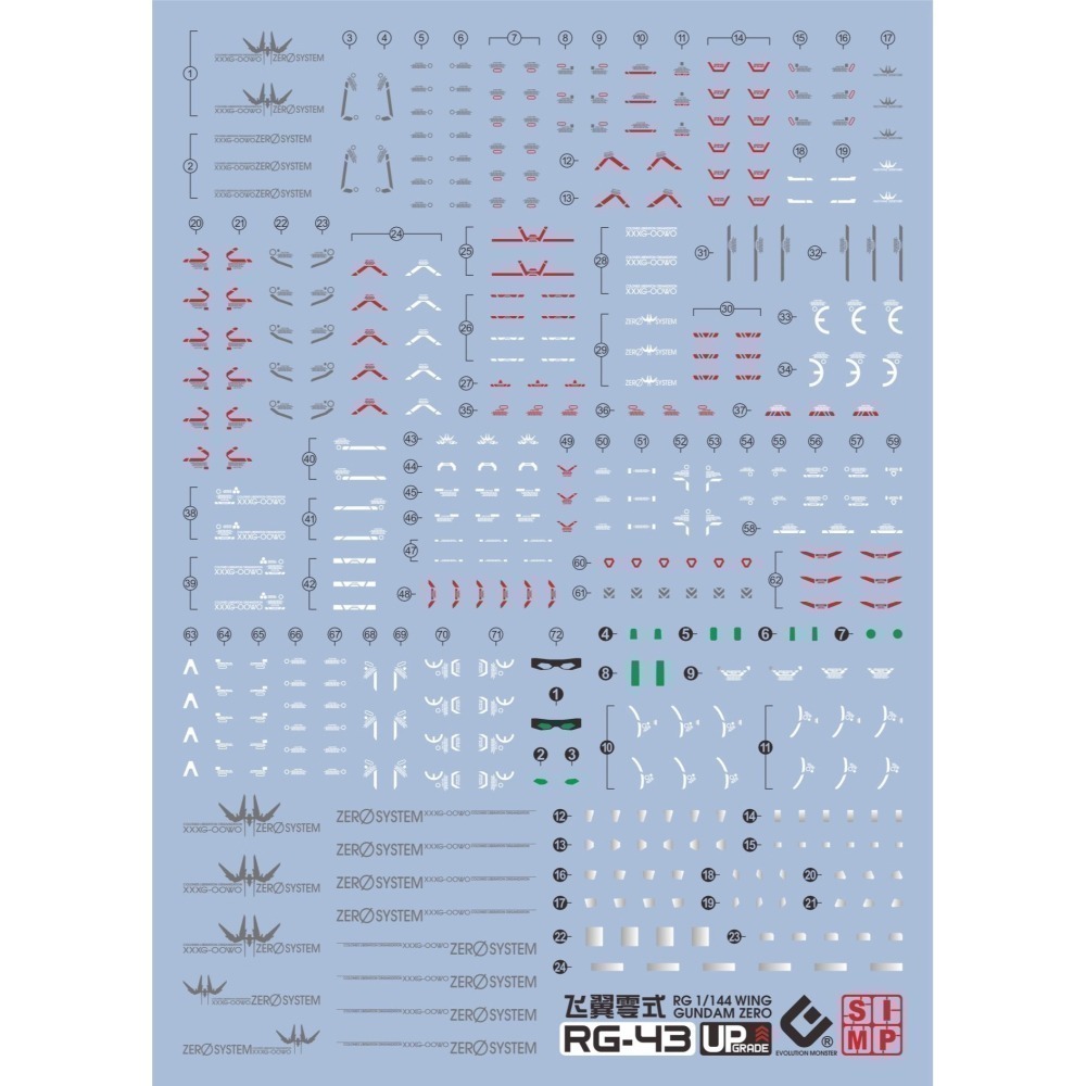 【Max模型小站】EVO RG-43(59)飛翼零式 原型機 WING GUNDAM ZERO 螢光水貼-細節圖2