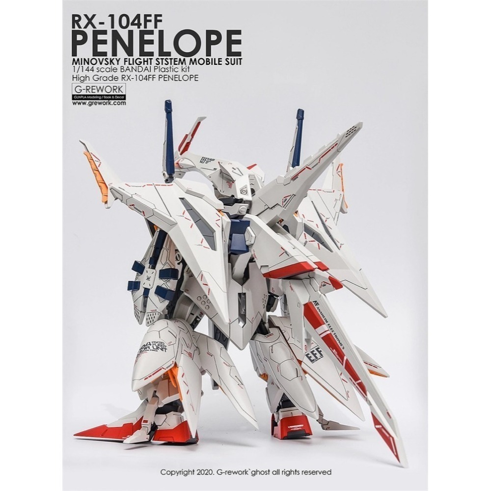 【Max模型小站】炎水貼 GHOST版 HG(44) 潘妮洛普 鋼彈 大白鵝 RX-104 螢光水貼-細節圖5