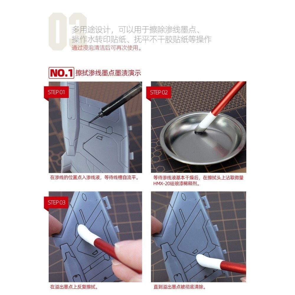 【Max模型小站】喵匠 HOBBY MIO 多用途擦拭棒套裝 鋁合金材質 斜頭重複使用-細節圖4