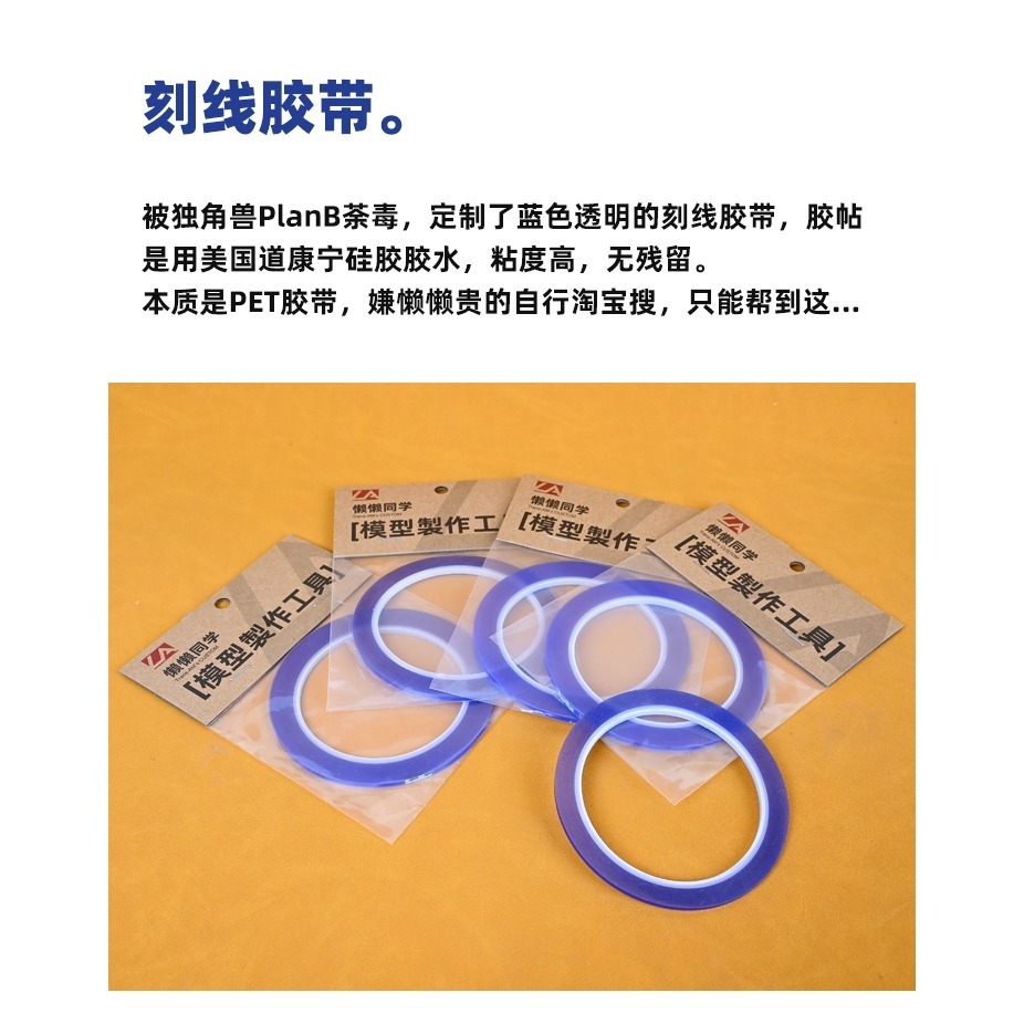 【Max模型小站】懶懶同學 刻線膠帶 硬邊膠帶 PET膠帶 (藍色)-細節圖2