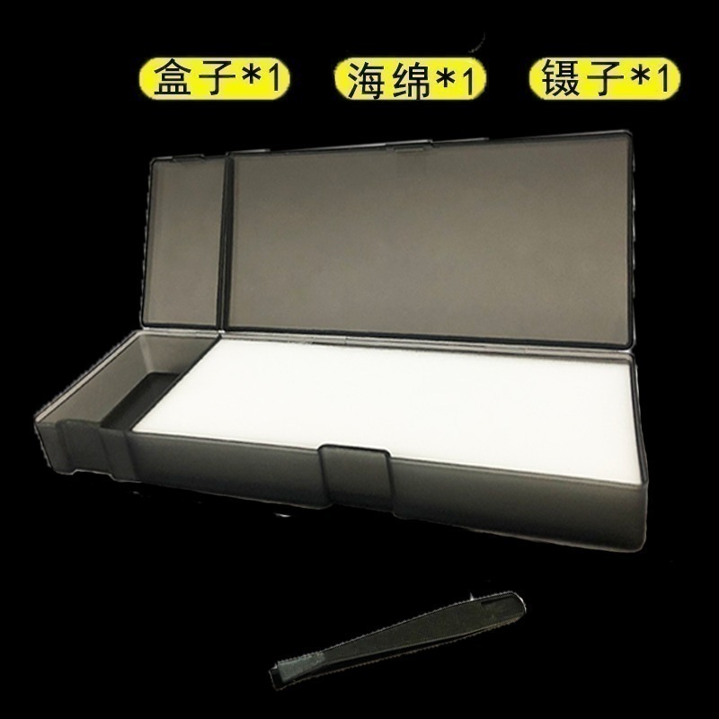 【Max模型小站】水貼盒 附海绵鑷子模型水貼浸泡分離操作工具 (透明黑)-細節圖5
