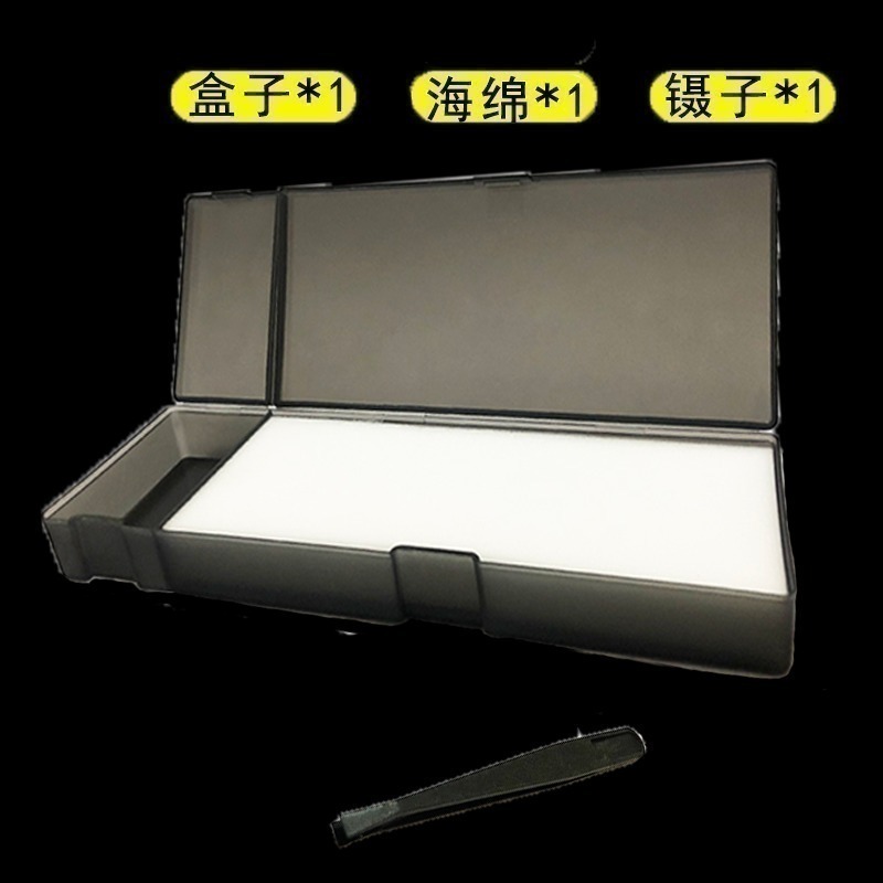 【Max模型小站】水貼盒 附海绵鑷子模型水貼浸泡分離操作工具 (透明黑)-細節圖5