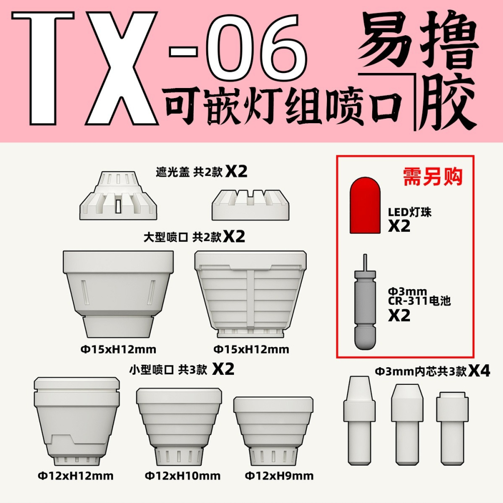 【Max模型小站】狗造社 TX-06 適配燈组 噴口推進器噴射器細節 改件 補品-細節圖3