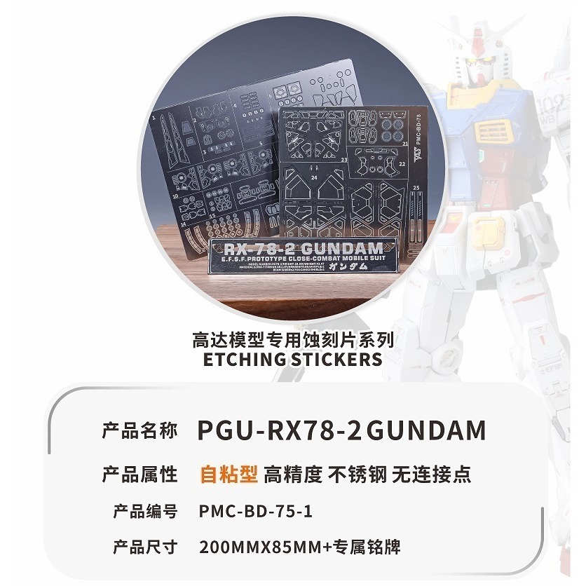 【Max模型小站】TAS沉迷者 PGU元祖 RX78 鋼彈蚀蝕片 金屬細節補品(附背膠)-細節圖2