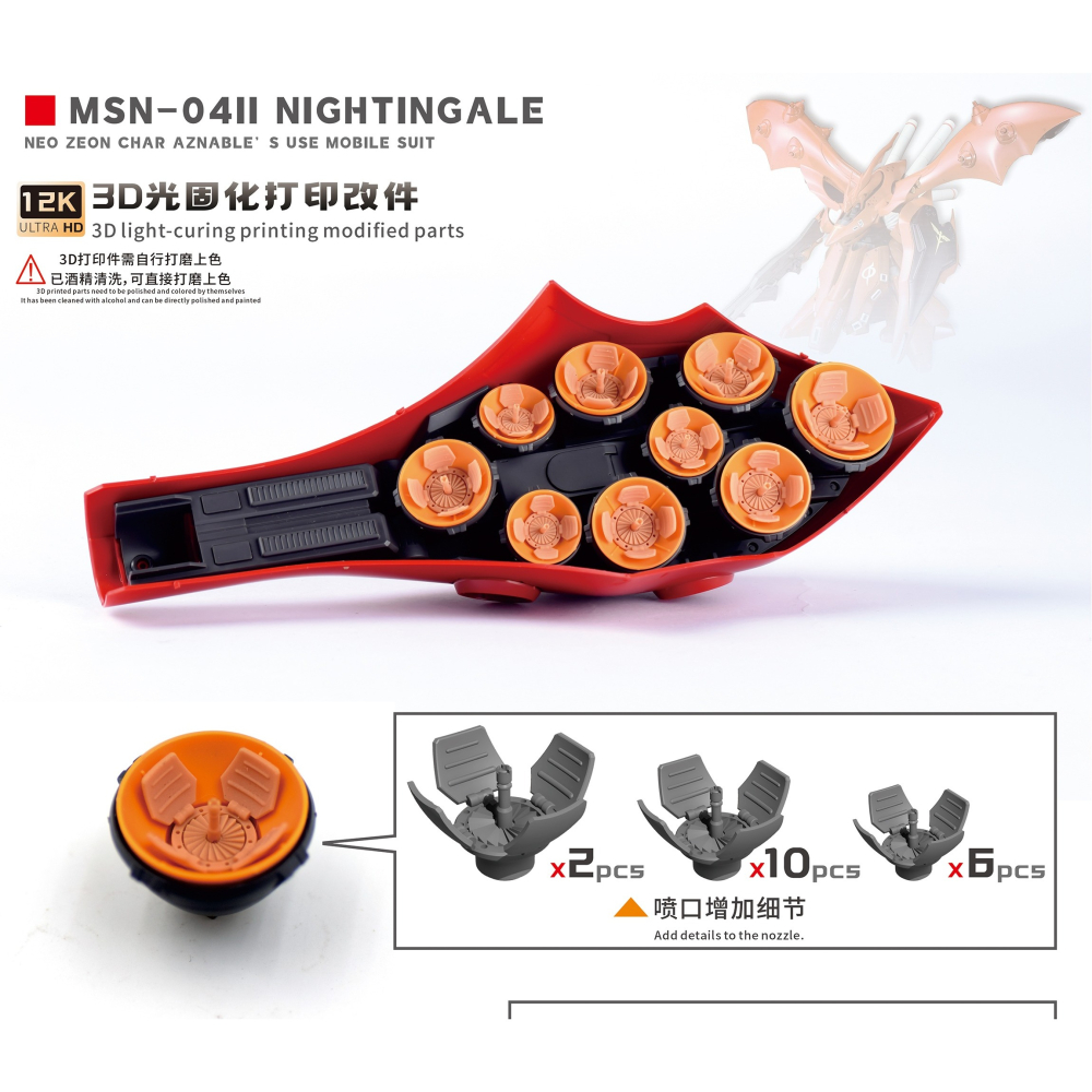 【Max模型小站】新月 HGUC 1/144 夜鶯 MSN-04-2 專用噴口改件-細節圖2
