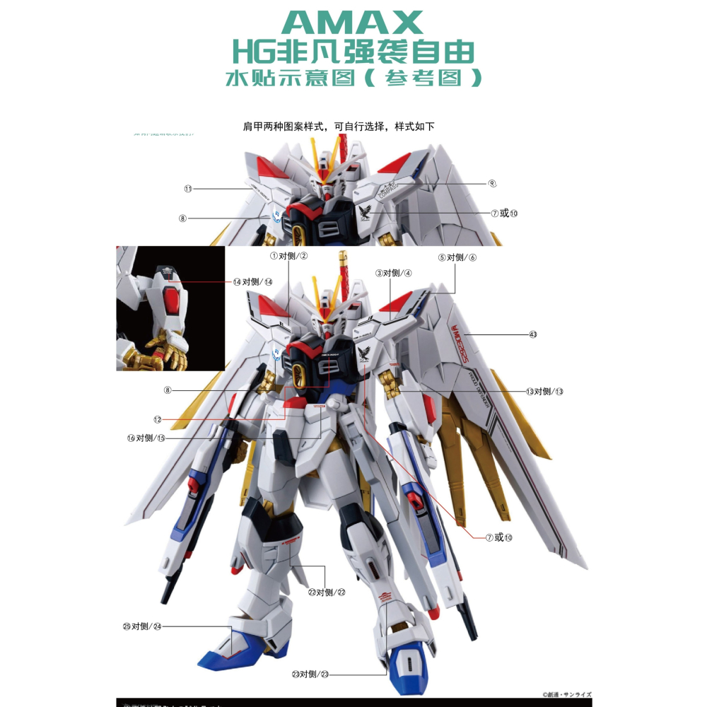 【Max模型小站】Amax工作室 HG 1/144 HG非凡攻擊自由 高清 螢光水貼-細節圖3