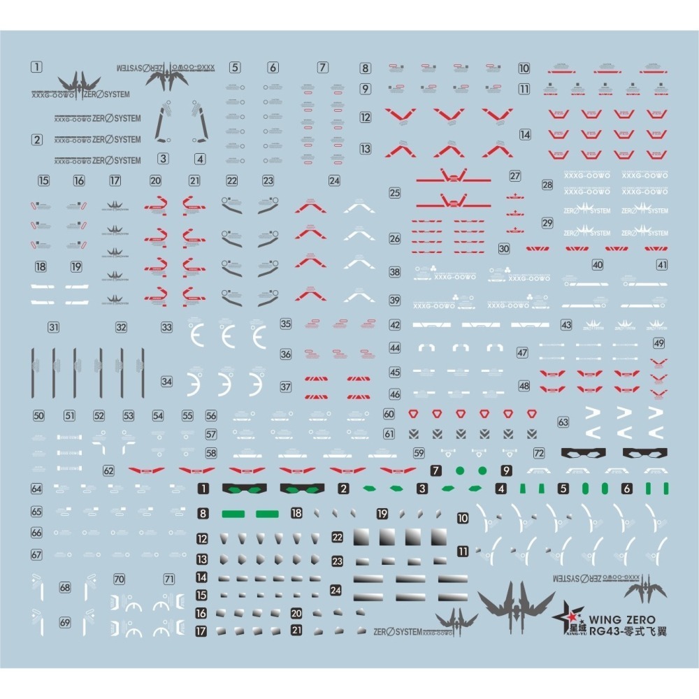 【Max模型小站】星域 RG43 飛翼零式 原型機 WING GUNDAM ZERO 螢光水貼-細節圖2