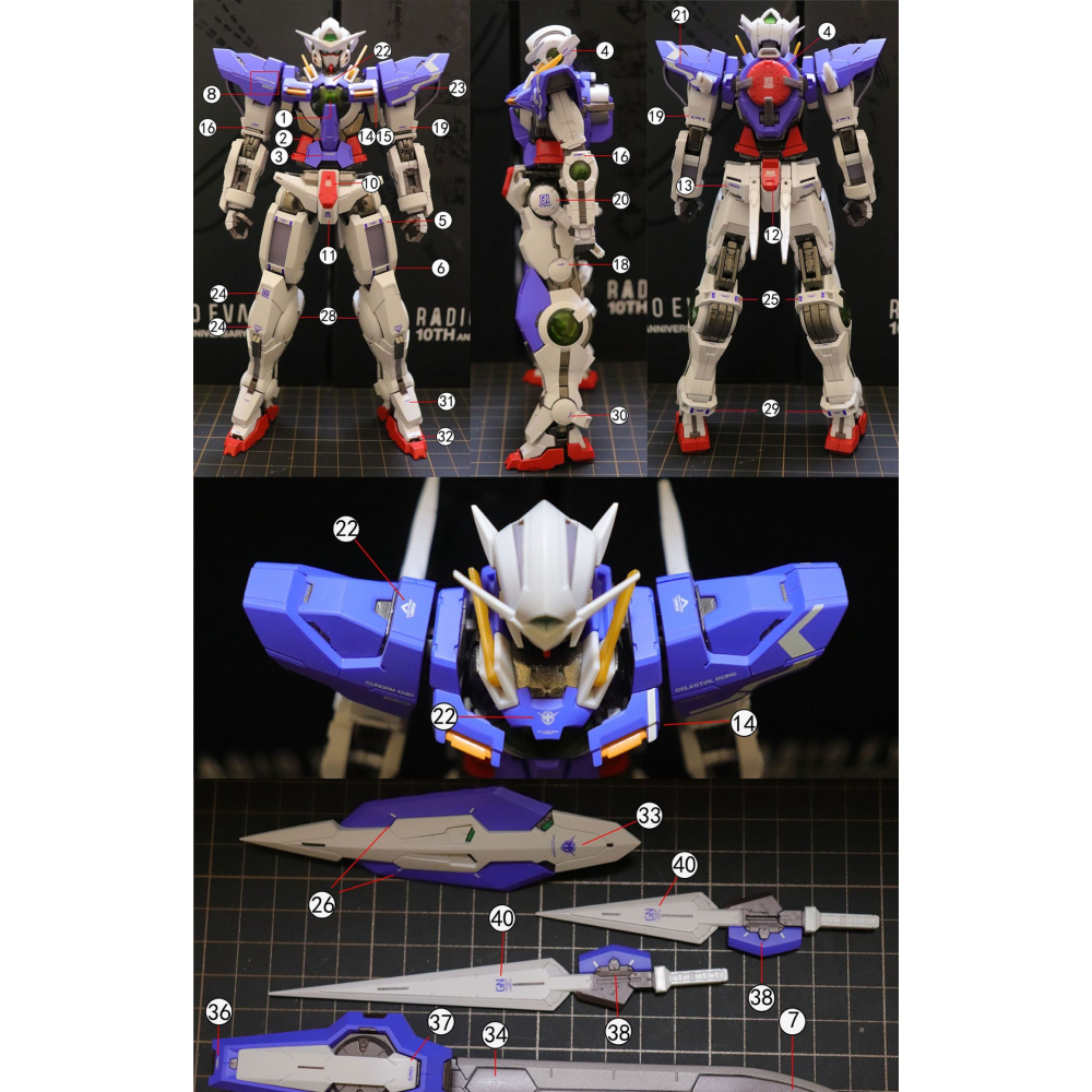 【Max模型小站】拾壹零水贴 MG 能天使R1R2R3 MB樣式能天使R1戰損 水貼-細節圖4