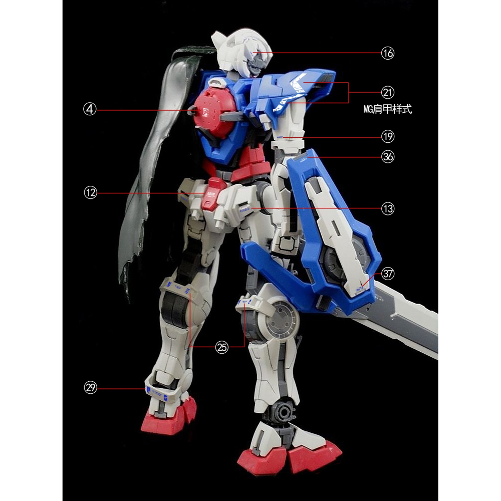 【Max模型小站】拾壹零水贴 MG 能天使R1R2R3 MB樣式能天使R1戰損 水貼-細節圖9