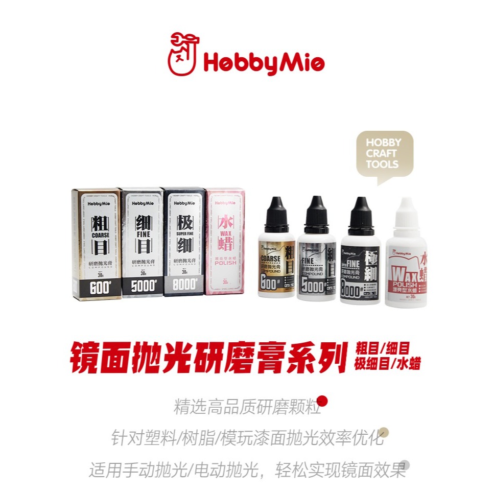 【Max模型小站】喵匠 鏡面抛光研磨膏 鋼彈車模打磨 (高 粗目细目 增亮型水蠟 抛光布)-細節圖2