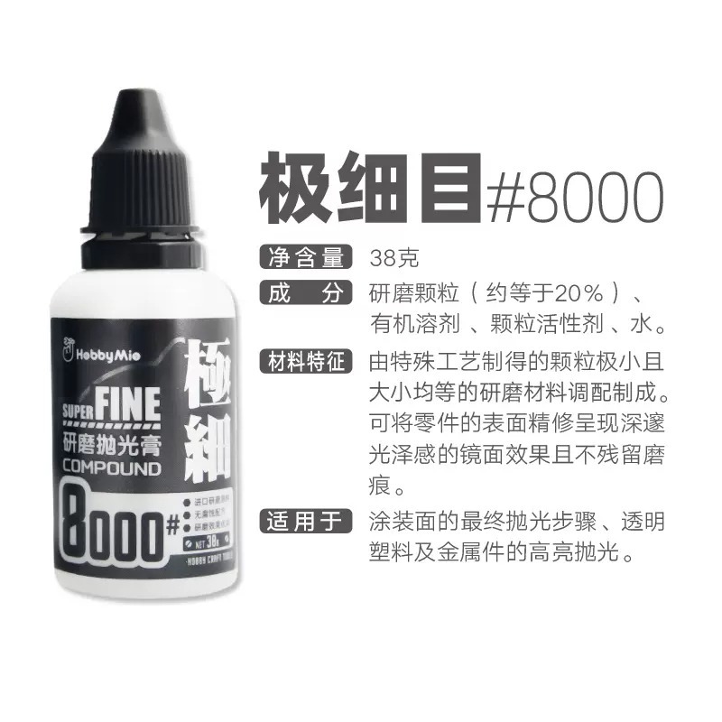 【Max模型小站】喵匠 鏡面抛光研磨膏 鋼彈車模打磨 (高 粗目细目 增亮型水蠟 抛光布)-規格圖6