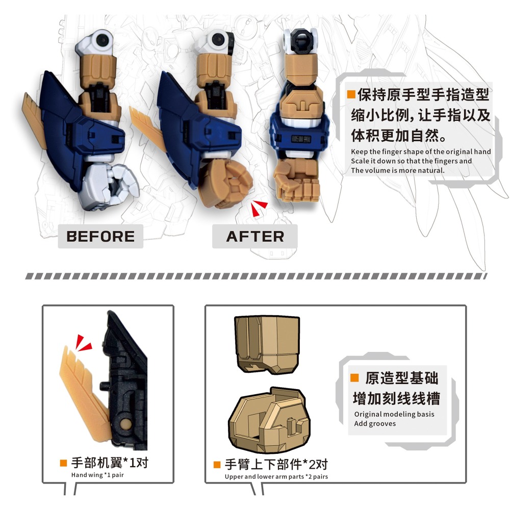 【Max模型小站】新月 MGSD 飛翼鋼彈零式EW 天使鋼彈 專用造型手+增補件-細節圖3