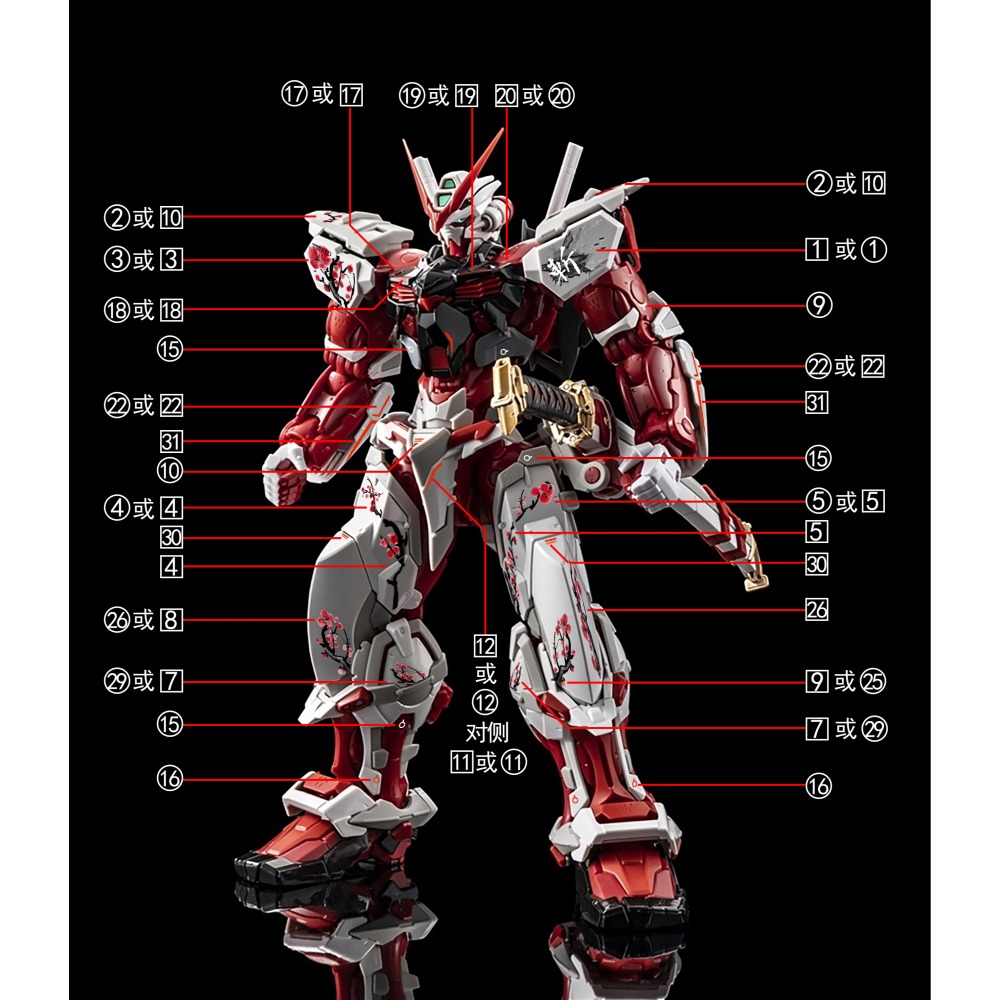 【Max模型小站】拾壹零 HIRM 紅異端 一刀梅 國風水墨畫風格 原創圖案 水貼-細節圖3