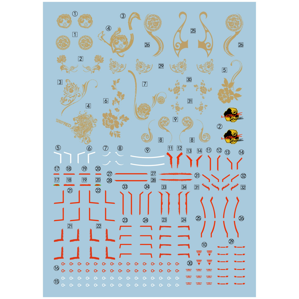 【Max模型小站】拾壹零 HIRM Hirm 紅異端 猩猩臂 唐風鑒金 牡丹國風 水貼-細節圖2