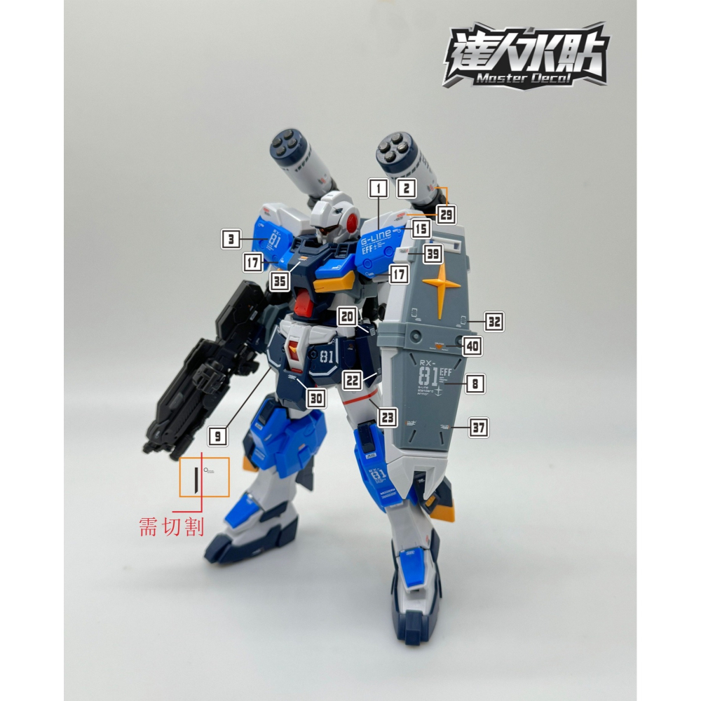 【Max模型小站】達人 (H093) HGUC 吉萊 GLINE 1/144 高清 螢光水貼-細節圖3