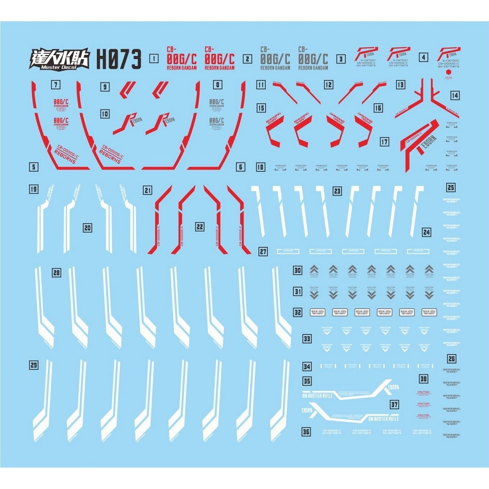 【Max模型小站】達人 (H073) HG 1/144 00 再生鋼彈 REBORN 螢光水貼-細節圖2