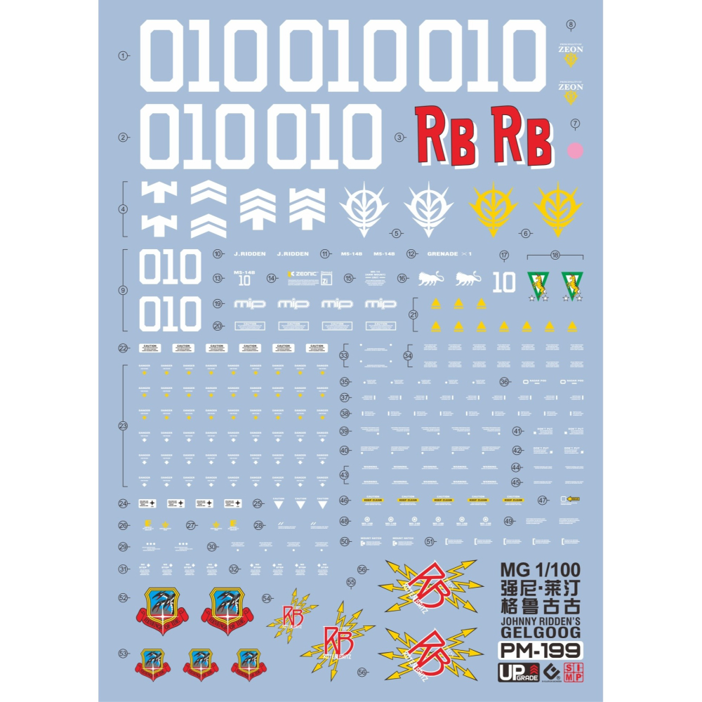 【Max模型小站】EVO MG(117) 傑爾古格 勇士2.0 真紅閃電 强尼萊汀 螢光水貼-細節圖2