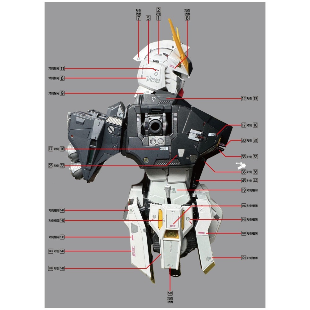 【Max模型小站】拾壹零 PG Nu Gundam RX-93 牛鋼彈卡牛(匠機解體樣式).高清水貼(3張)-細節圖3