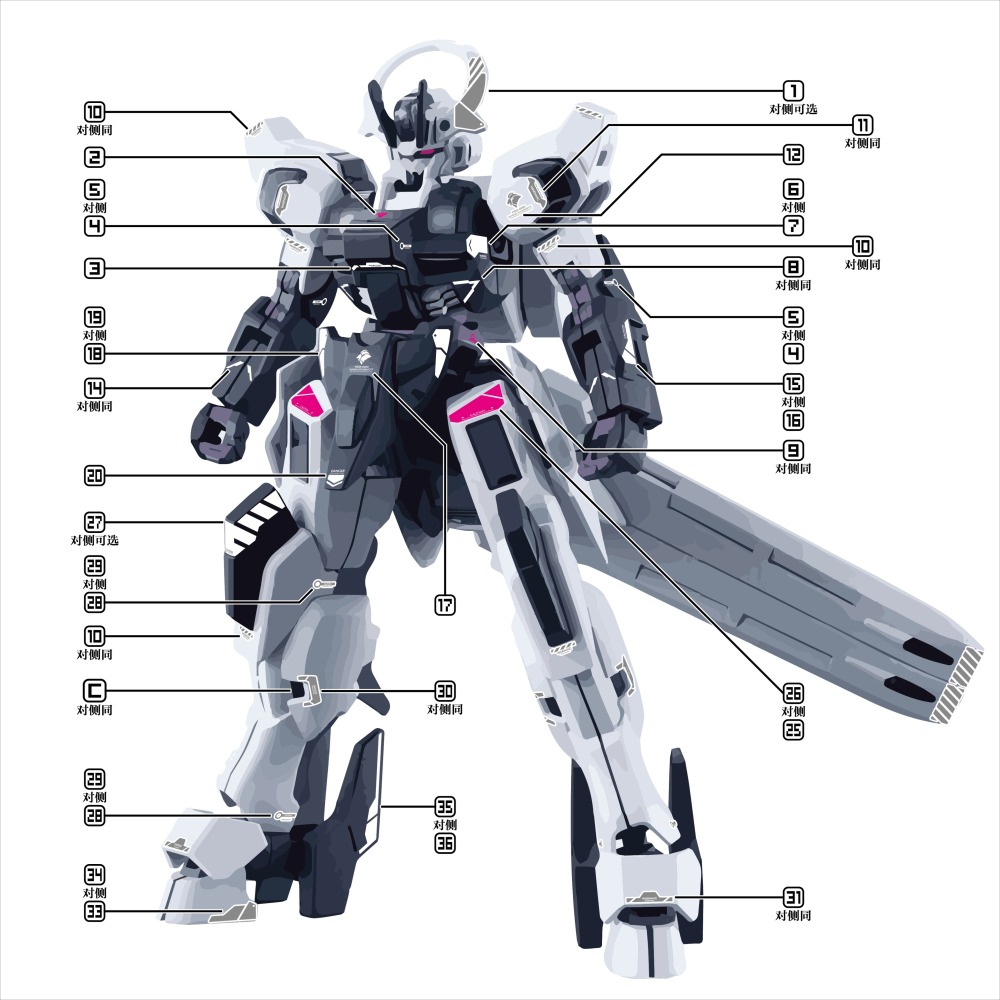 【Max模型小站】三紅領域 HG 戰騎 水星的魔女Schwarzette 螢光幻彩刻痕 水貼-細節圖5