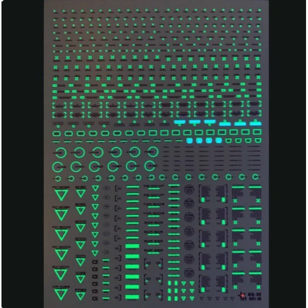 【Max模型小站】星域 鋼彈軍模 通用 警告標示 HIQ 螢光水貼(綠光灰字)-細節圖3