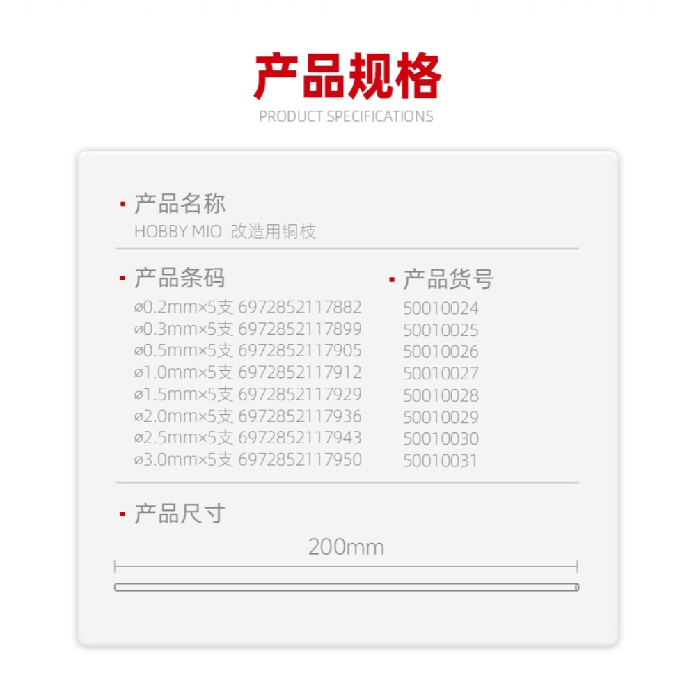 【Max模型小站】喵匠 模型打樁銅棒 模型改造骨架支撑銅管0.5-3.0MM直徑-細節圖2