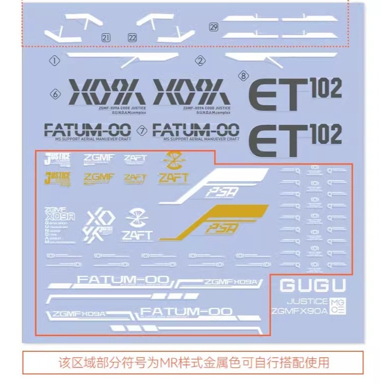 【Max模型小站】GUGU MG 1/100 JUSTICE ZGMF-X09A 正義鋼彈(阿斯蘭).高清水貼-細節圖4