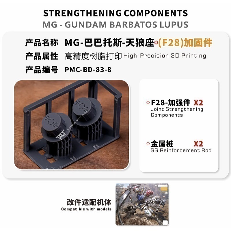 【Max模型小站】TAS沉迷者 MG 巴巴托斯天狼座 改件 肩甲胸口加高液壓 改造補品-規格圖8
