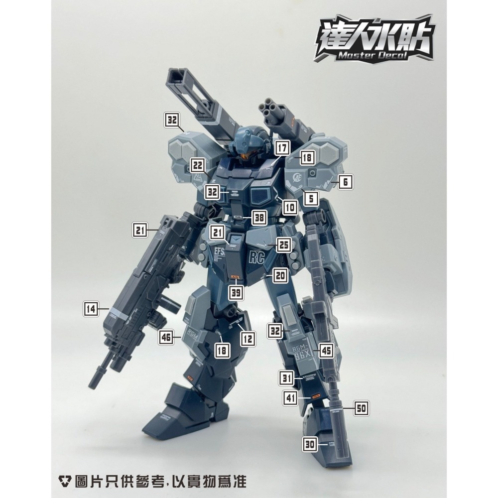 【Max模型小站】達人 (H127) HGUC 傑斯塔加農 JESTA 1/144模型 高清 螢光水貼-細節圖3