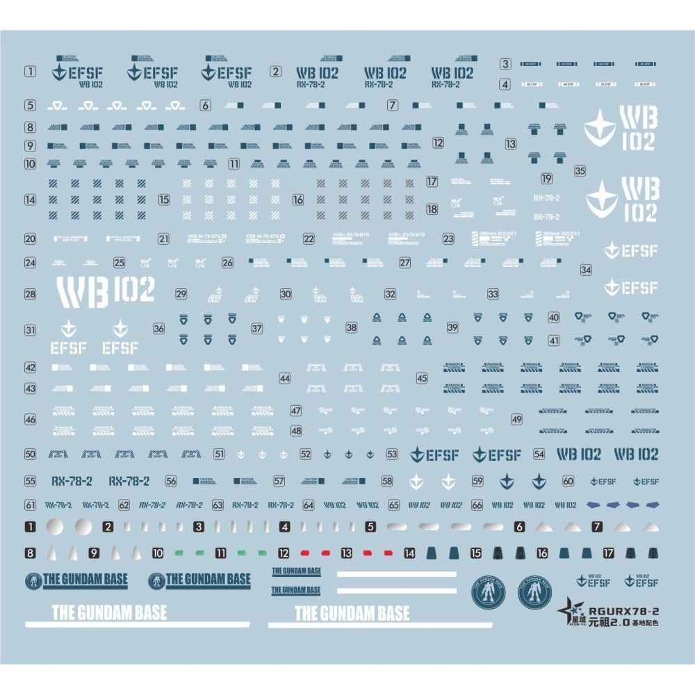 【Max模型小站】星域 RG 1/144 RX-78元祖鋼彈 2.0基地配色 高清螢光水貼-細節圖2