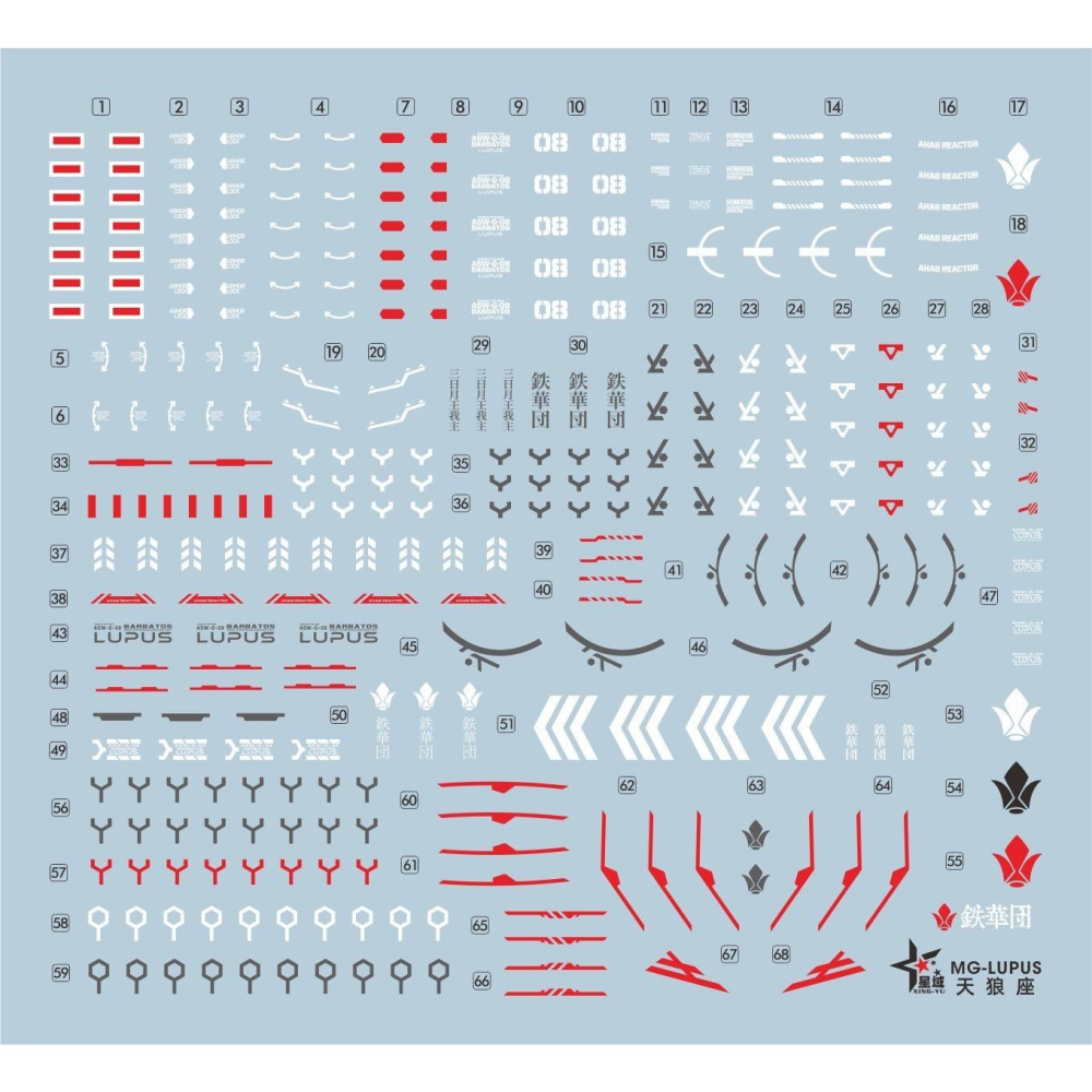 【Max模型小站】星域 MG 巴巴托斯天狼座 狼式 獵魔天狼 鐵血孤兒 高清螢光水貼-細節圖2