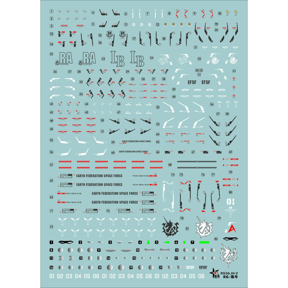 【Max模型小站】星域 RG 1/144 Hi-v海牛鋼彈.阿姆羅.米加粒子炮.高清版螢光水貼-細節圖2