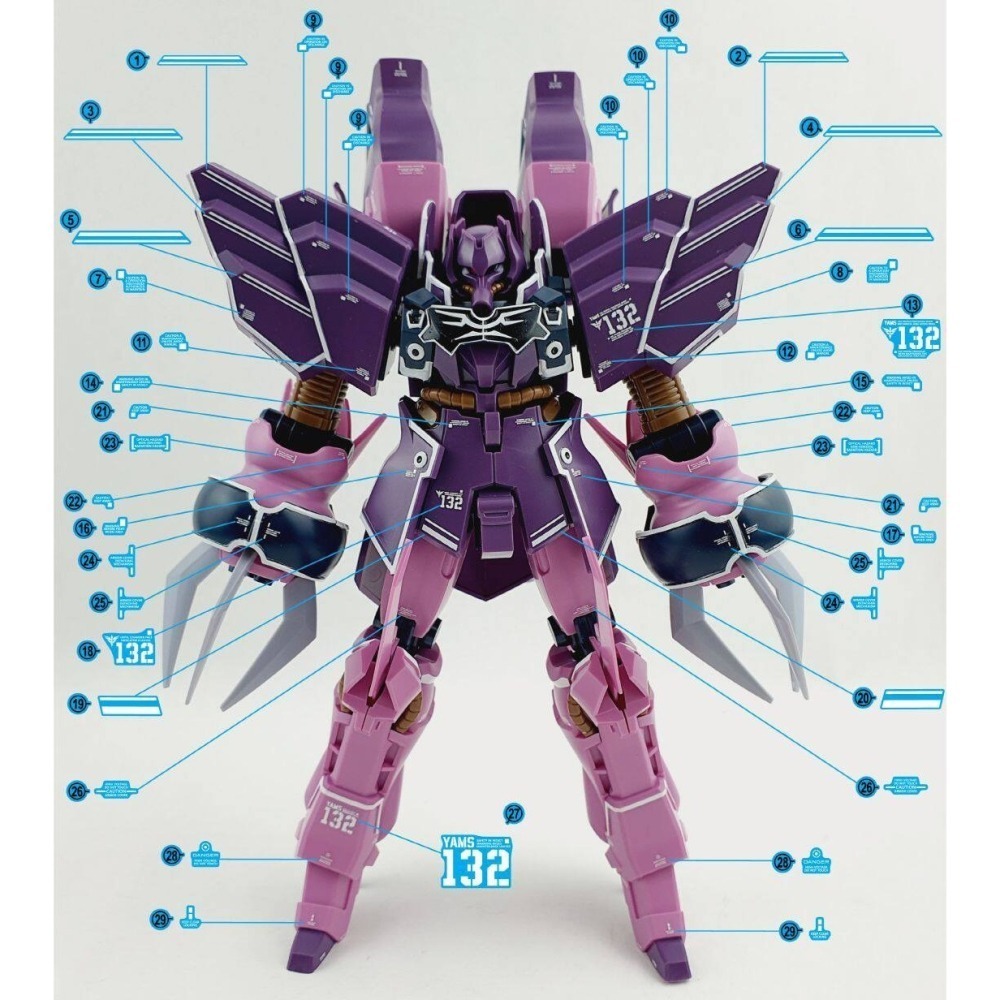 【Max模型小站】炎水貼 HG(123) 1/144 玫瑰祖鲁 羅森祖魯 ROZEN ZULU 螢光水貼-細節圖3