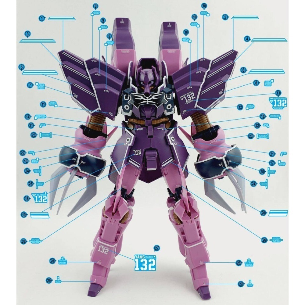 【Max模型小站】炎水貼 HG(123) 1/144 玫瑰祖鲁 羅森祖魯 ROZEN ZULU 螢光水貼-細節圖3