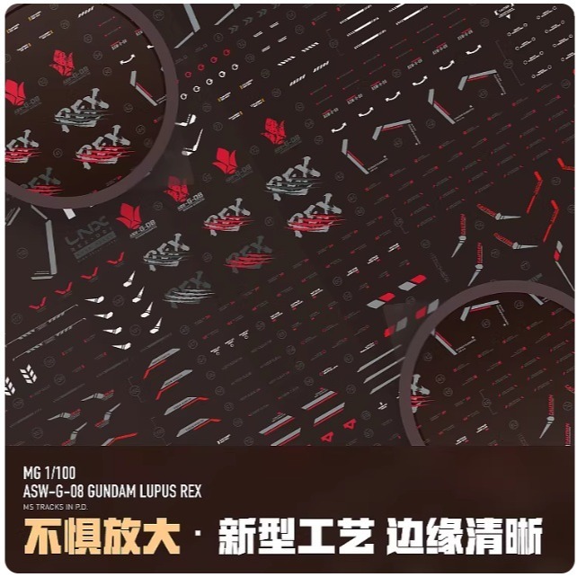 【Max模型小站】LNX 狼王專用 沃爾夫 蝕月 1/100 MG狼王 模型 高精密 水貼-細節圖7