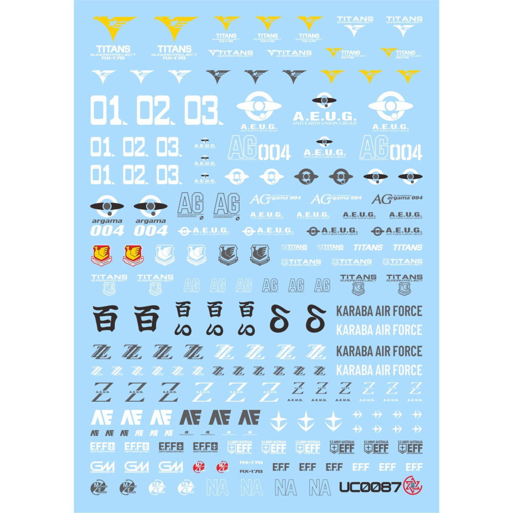 【Max模型小站】辰星 UC0087 百式聯邦 軍徽 幽谷迪坦斯 鋼彈通用標誌LOGO水貼-細節圖2