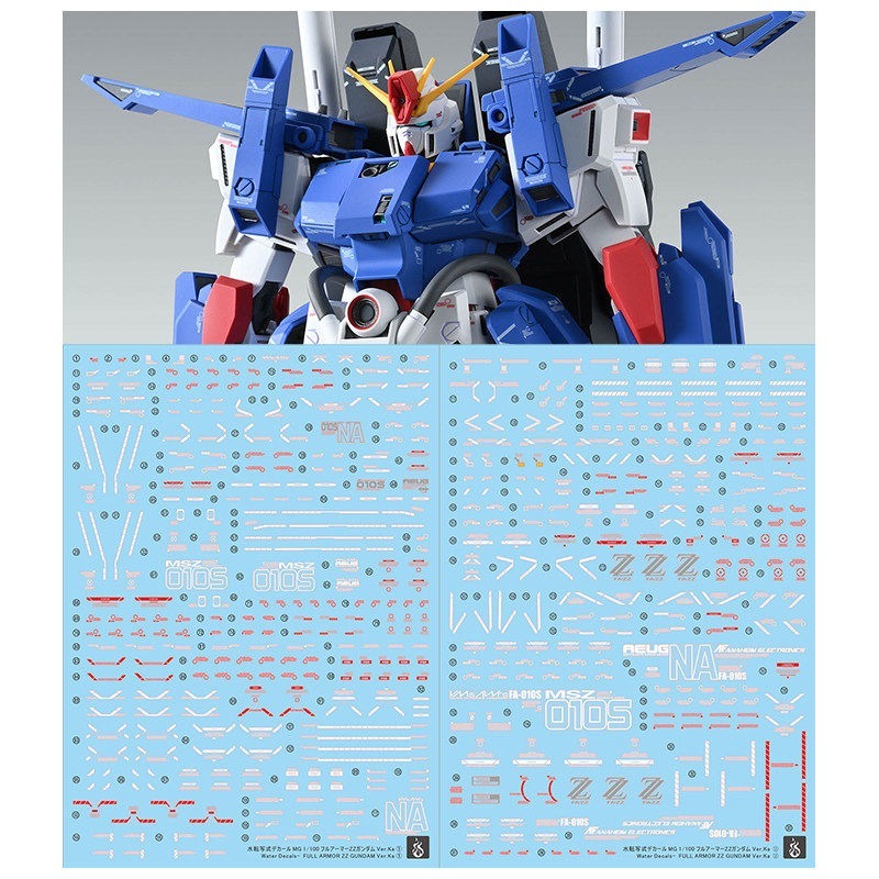 【Max模型小站】炎水貼 MG(100) 1/100 全裝甲ZZ鋼彈 ZZFA 卡版 KA版 高清螢光水貼(2張入)-細節圖2