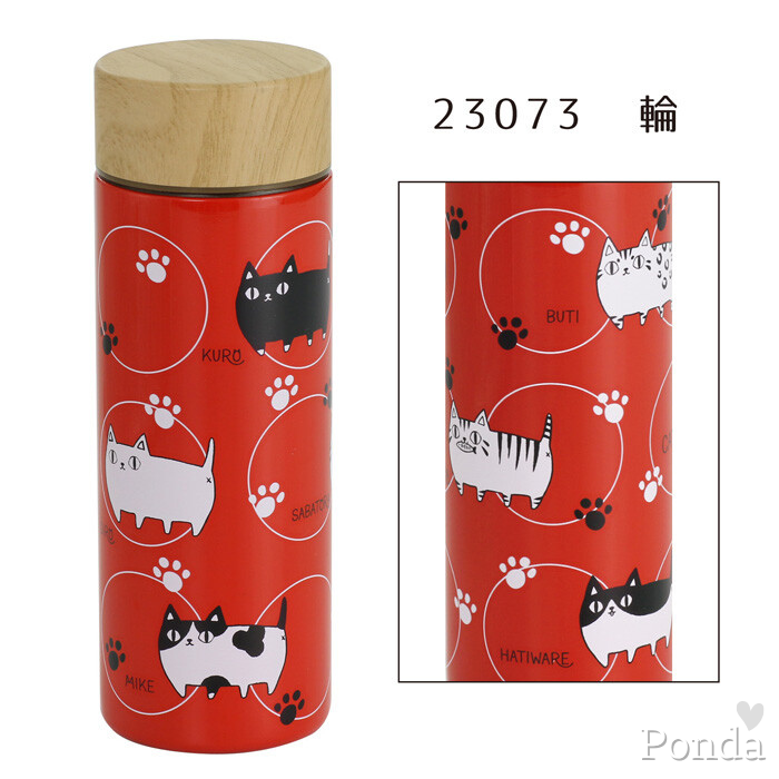 [現貨] 貓咪三兄弟系列 輕量型 不鏽鋼 保溫瓶 散步圖案 粉色 圈圈圖案 紅色 送禮 禮物 交換禮物-細節圖3