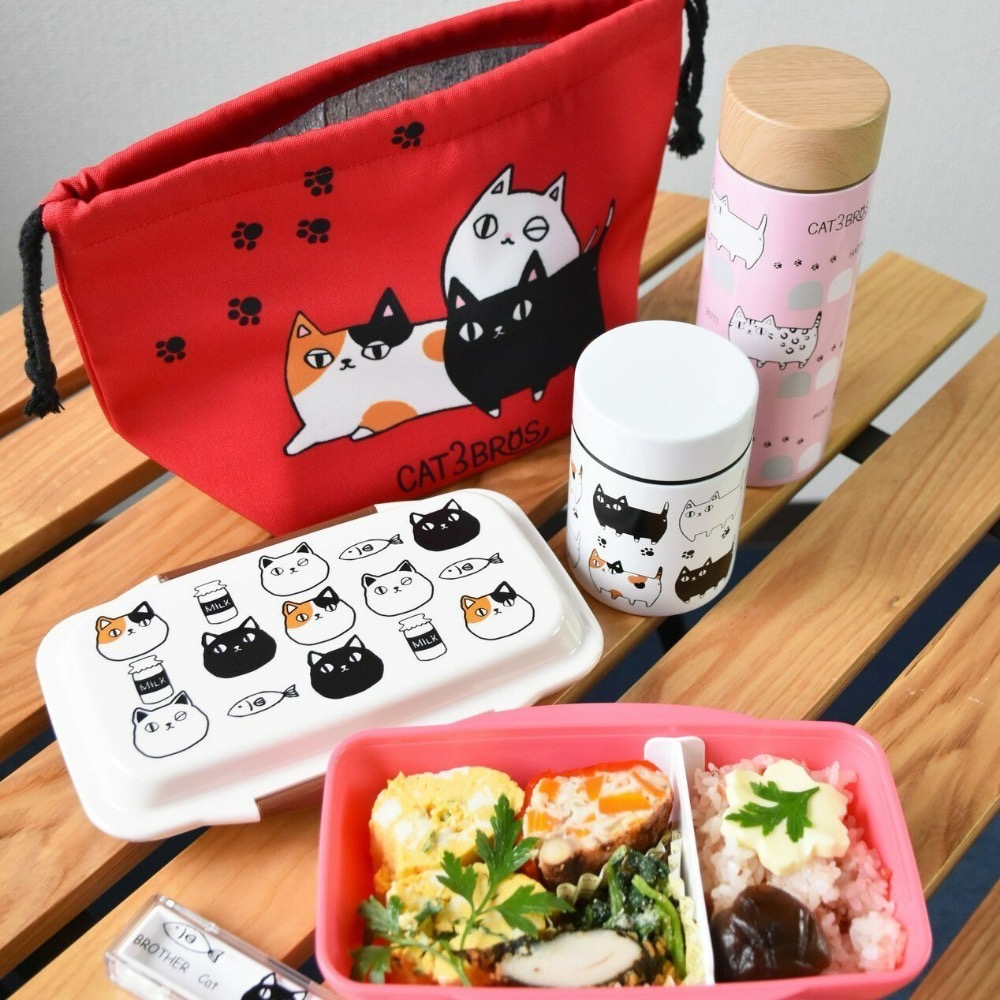 [現貨] 貓咪三兄弟系列 輕量型 不鏽鋼 保溫瓶 散步圖案 粉色 圈圈圖案 紅色 送禮 禮物 交換禮物-細節圖8