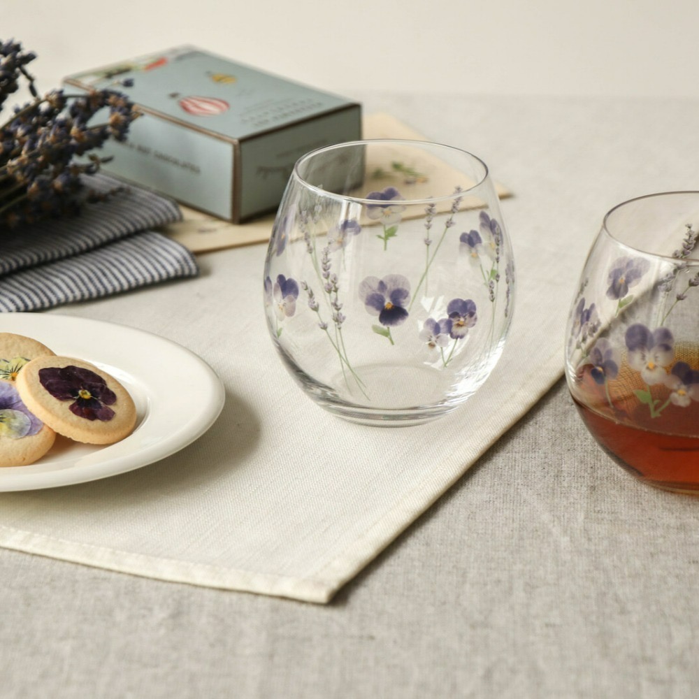 [現貨] Ponda 日本製 Hanafumi 春日花語對杯 三色堇 薰衣草 玻璃杯 茶杯 杯子 送禮 禮物 禮品-細節圖3